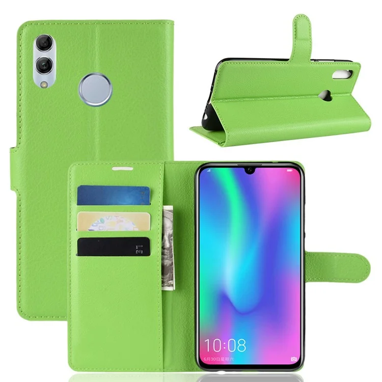 Litchi Texture Wallet Leather Cell Phone Cover for Huawei Honor 10 Lite / P Smart (2019) Mobile Phone Shell - Green