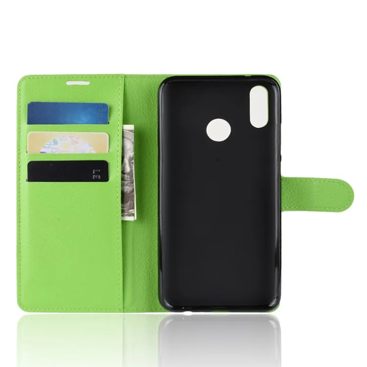 Litchi Texture Wallet Leather Cell Phone Cover for Huawei Honor 10 Lite / P Smart (2019) Mobile Phone Shell - Green