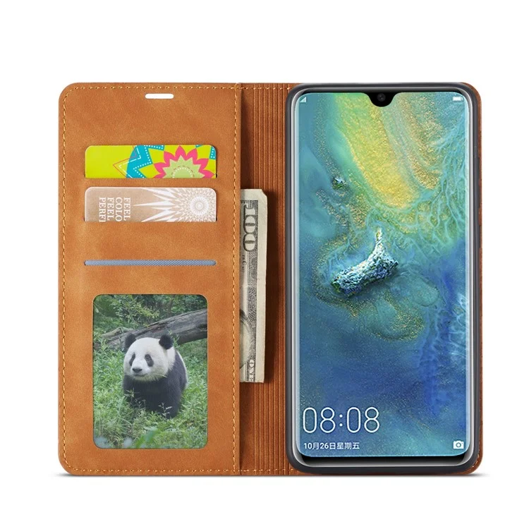 Forwenw Fantasy Series Silky Touch Cartera De Cuero Para Huawei Mate 20 - Marrón