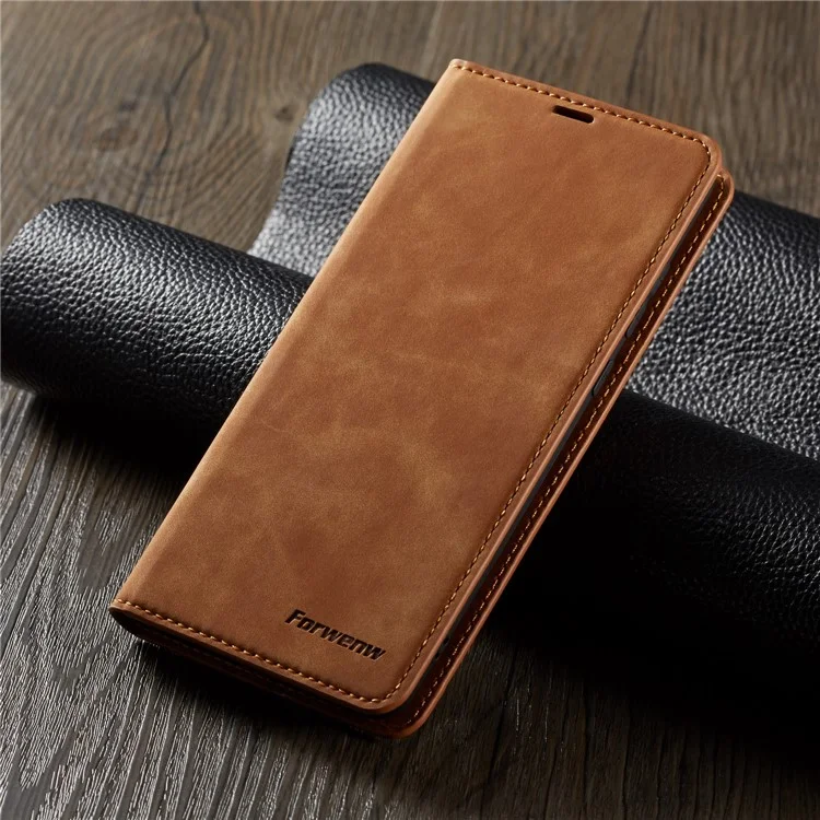 FORWENW Fantasy Series Silky Touch Leather Wallet Case for Huawei Mate 20 - Brown