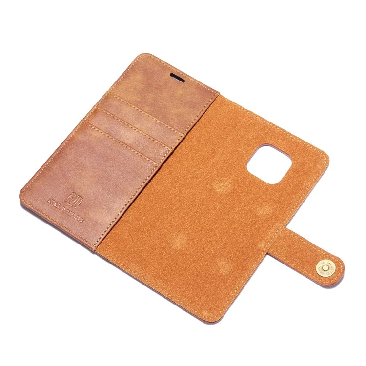 Funda de Teléfono Desmontable 2 en 1 Antirayazos DG.MING para Huawei Mate 20 Pro, Carcasa de Cartera de Cuero Partido y Carcasa Trasera de PC - Marrón