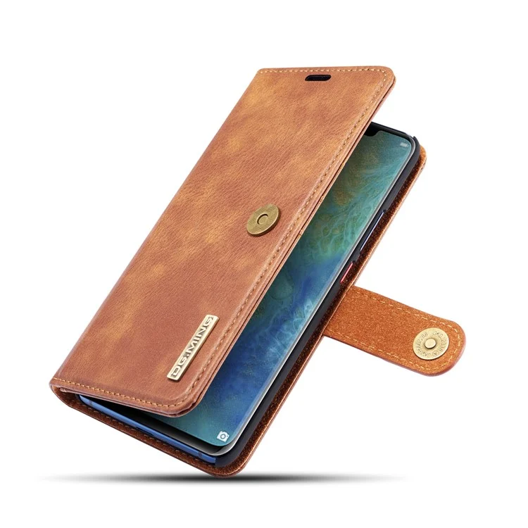 Funda de Teléfono Desmontable 2 en 1 Antirayazos DG.MING para Huawei Mate 20 Pro, Carcasa de Cartera de Cuero Partido y Carcasa Trasera de PC - Marrón