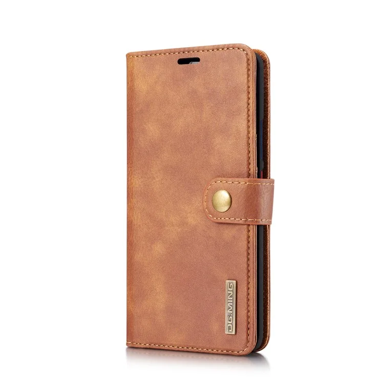 Funda de Teléfono Desmontable 2 en 1 Antirayazos DG.MING para Huawei Mate 20 Pro, Carcasa de Cartera de Cuero Partido y Carcasa Trasera de PC - Marrón
