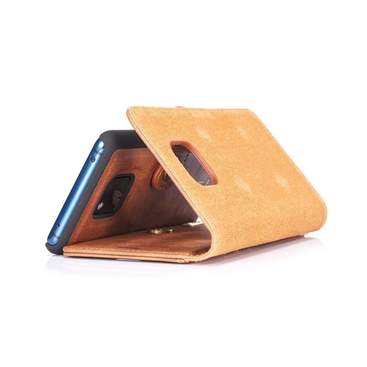 Funda de Teléfono Desmontable 2 en 1 Antirayazos DG.MING para Huawei Mate 20 Pro, Carcasa de Cartera de Cuero Partido y Carcasa Trasera de PC - Marrón