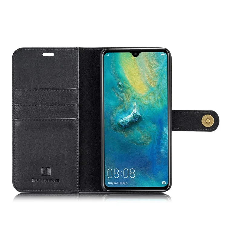 DG.MING Detachable 2-in-1 Split Leather Wallet Shell + PC Back Case per Huawei Mate 20 - Nero
