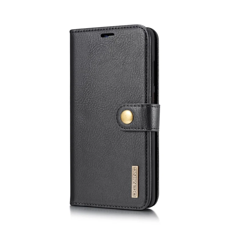 DG.MING Detachable 2-in-1 Split Leather Wallet Shell + PC Back Case for Huawei Mate 20 - Black