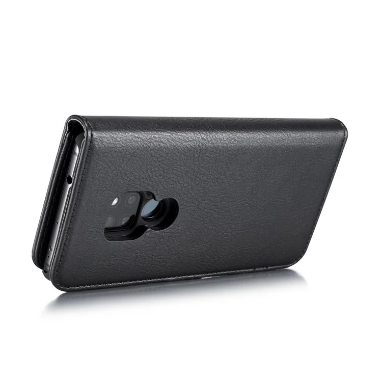 DG.MING Detachable 2-in-1 Split Leather Wallet Shell + PC Back Case per Huawei Mate 20 - Nero
