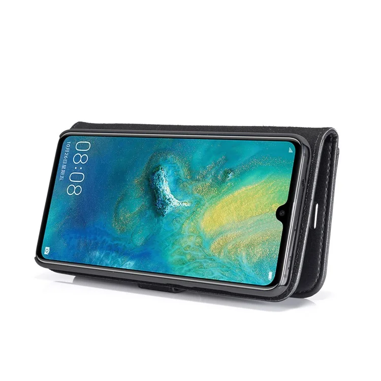 DG.MING Detachable 2-in-1 Split Leather Wallet Shell + PC Back Case per Huawei Mate 20 - Nero
