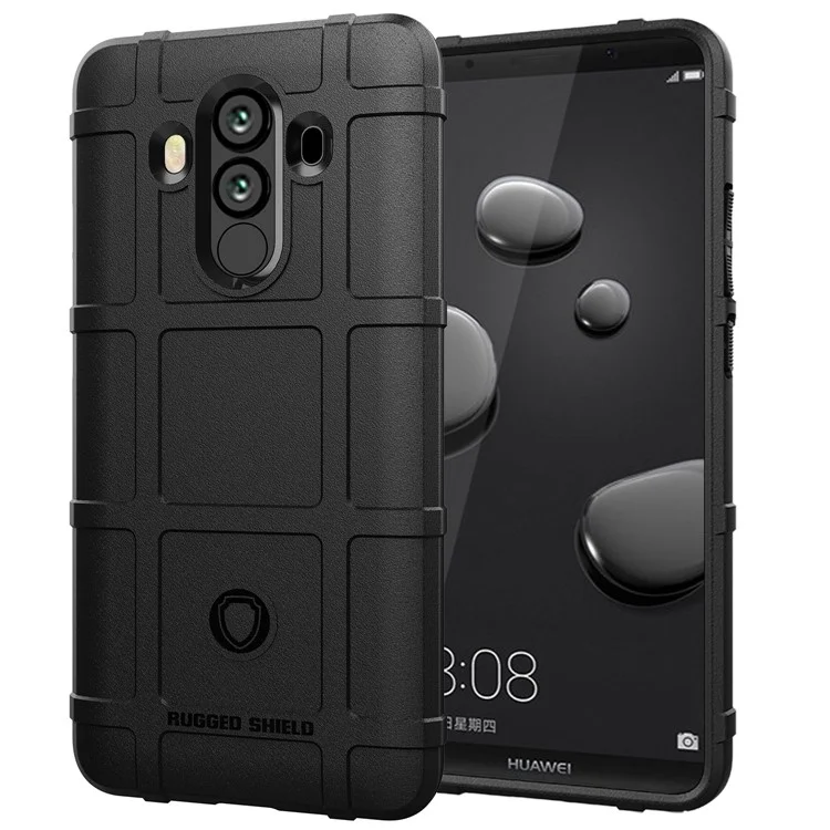 Textura Cuadrada de Cuadrícula Cuadrada Rugged Case Soft TPU Anti-shock Para Huawei Mate 10 Pro - Negro