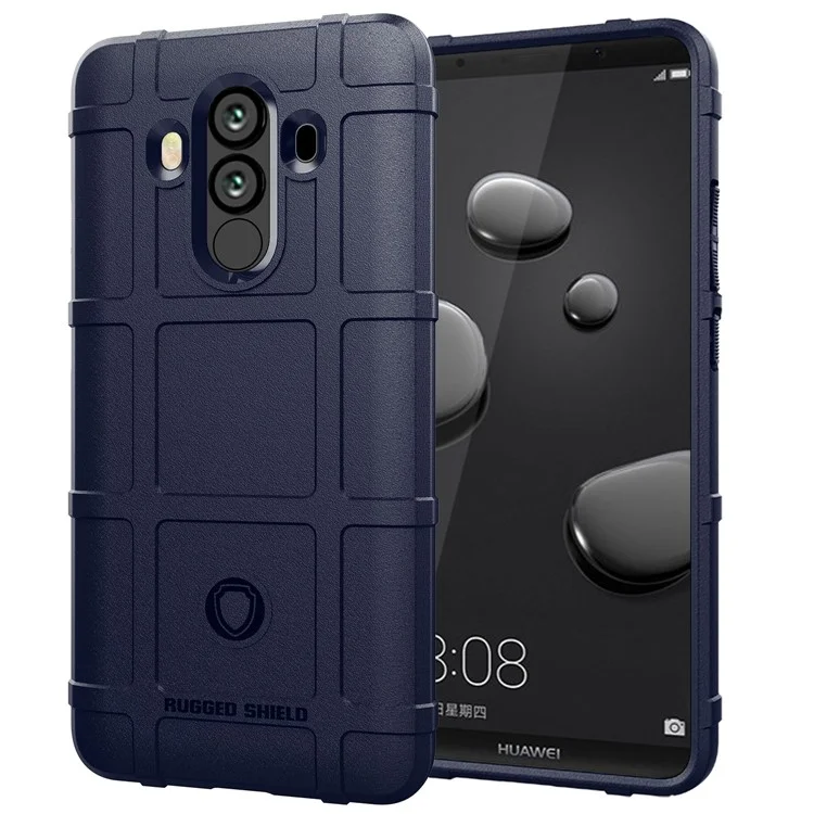 Rugged Square Grid Texture Soft TPU Anti-shock Protection Cover for Huawei Mate 10 Pro - Blue