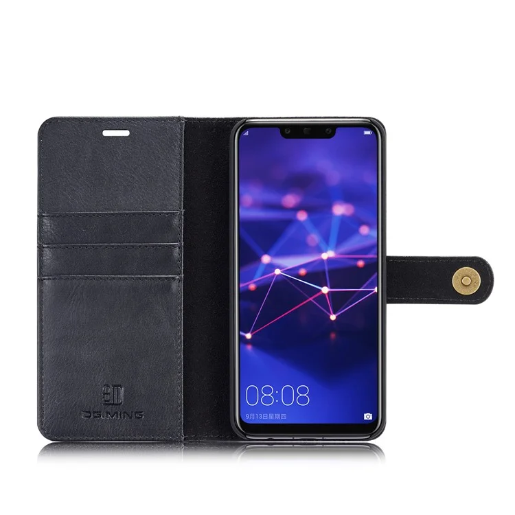 Dg. Cubierta de Billetera de Cuero Dividido de Ming + Estuche Dura de PC Para Huawei Mate 20 Lite / Maimang 7 - Negro