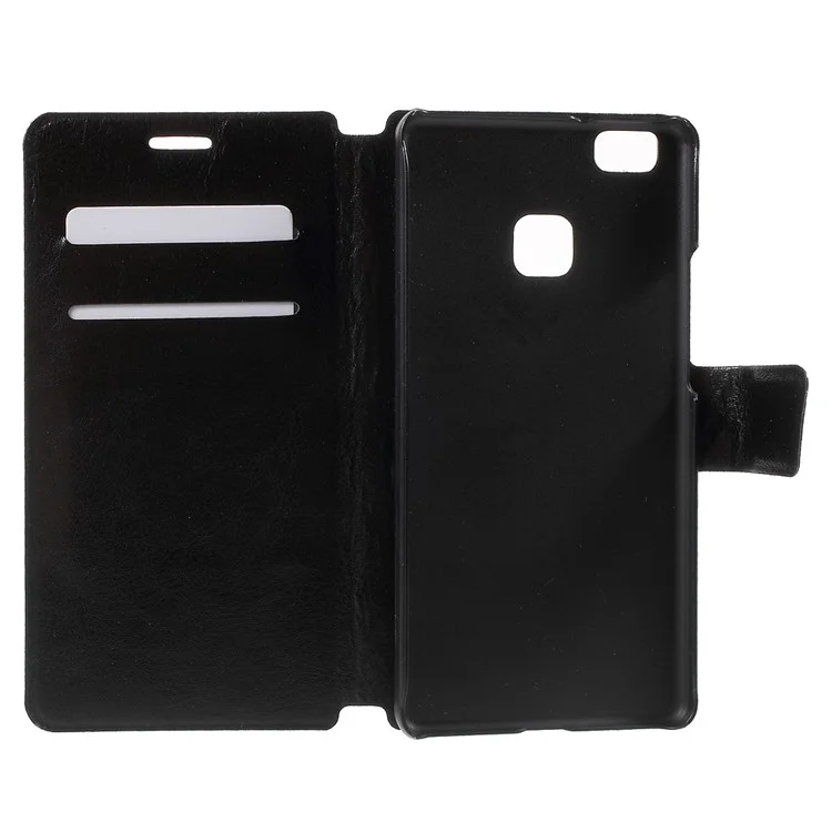 Crazy Horse Leather Flip Phone Case for Huawei P9 Lite - Black