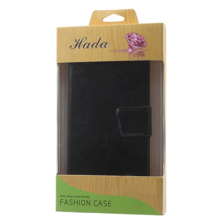 Crazy Horse Leather Flip Phone Case for Huawei P9 Lite - Black