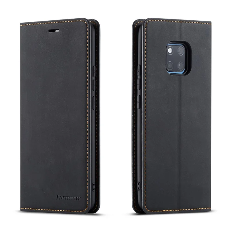 FORWENW Fantasy Series Auto-absorbed Silky Touch Leather Wallet Stand Cover for Huawei Mate 20 Pro - Black