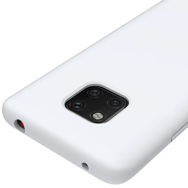 For Huawei Mate 20 Pro Liquid Silicone Mobile Case Shell with Soft Microfiber Lining Anti-Scratch Drop Protection - White