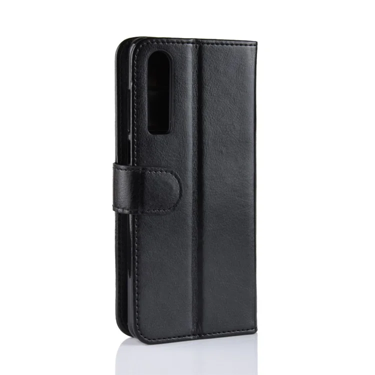 Crazy Horse Wallet Stand Leather Cellphone Case for Huawei P30 - Black