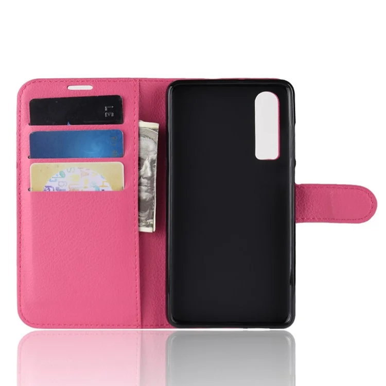 Litchi Textur Wallet Stand Leder Handy Hülle Für Huawei P30 - Rose