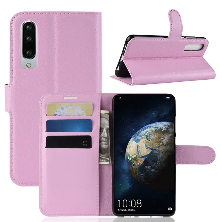 Litchi Texture Wallet Stand Couro Capa Móvel Para Huawei P30 - Cor De Rosa