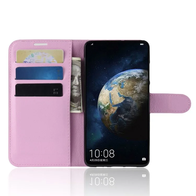 Litchi Texture Wallet Stand Leather Mobile Cover for Huawei P30 - Pink
