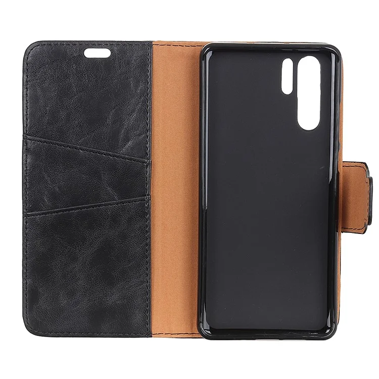 Crazy Horse Split File Car Wallet Funda Telefónica Para Huawei P30 Pro - Negro