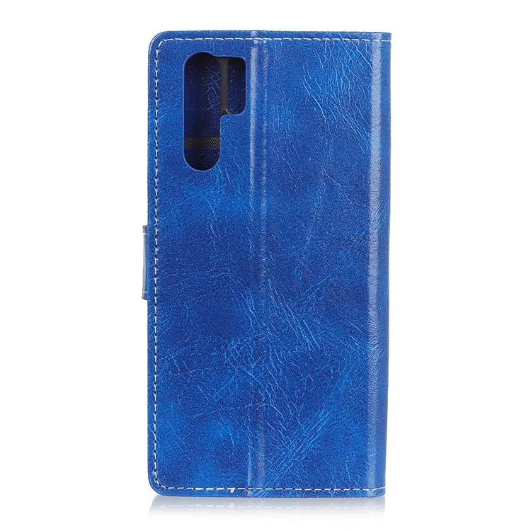 Texture de Cheval Crazy pu Leather Magnetic Stand Shell Shell Pour Huawei P30 Pro - Bleu