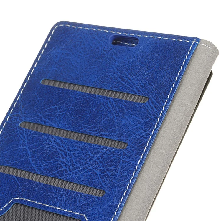 Texture de Cheval Crazy pu Leather Magnetic Stand Shell Shell Pour Huawei P30 Pro - Bleu