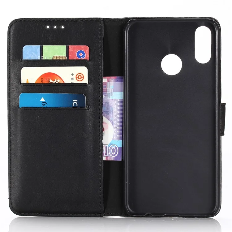 Cash Wortet Stand Per Portafoglio in Pelle Vintage Crazy Horse Per Huawei P Smart (2019) - Nero