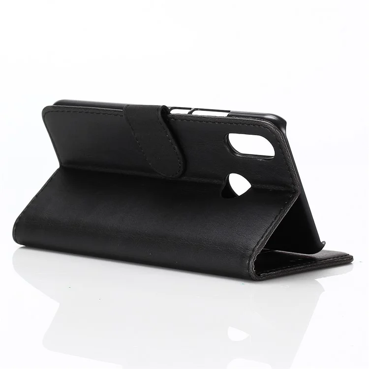 Crazy Horse Vintage Leather Willet Stand For Huawei P Smart (2019) - Negro