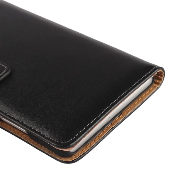 Genuine Split Leather Flip Case Cover for Huawei P9 - Black