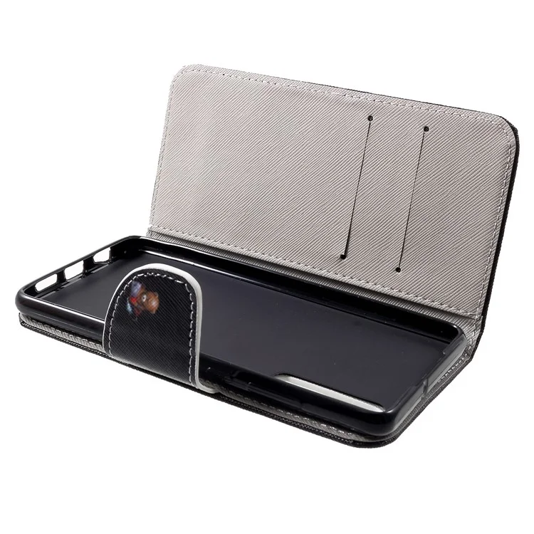 Custodia in pelle con motivo a texture incrociata per Huawei P30 - Angry Bear e Warning