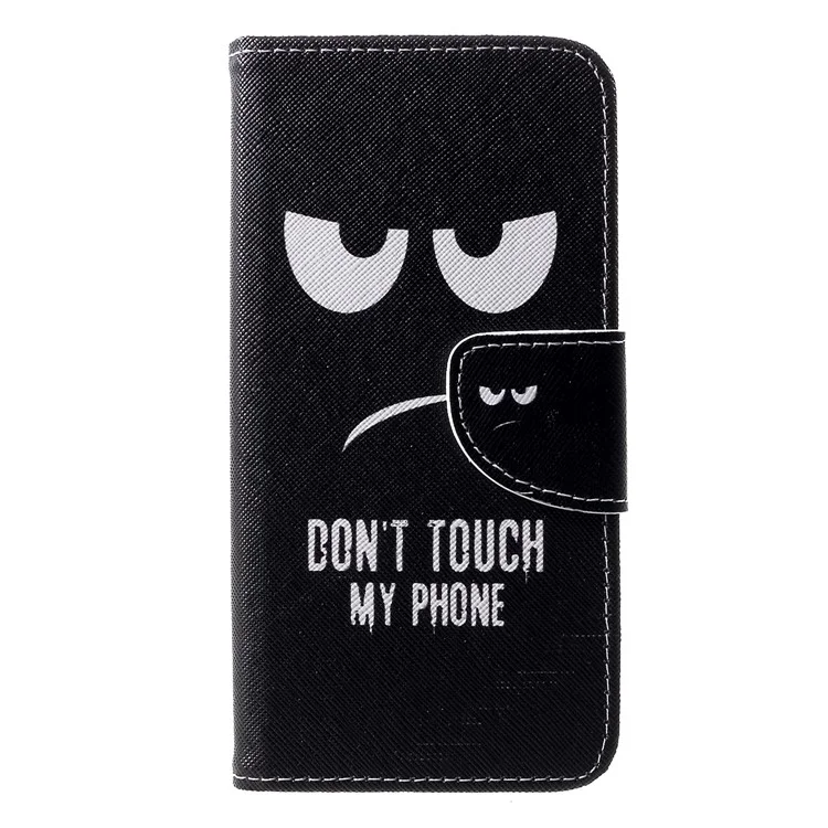Cover in pelle con stampa a texture incrociata per Huawei P30 - Non toccare il mio telefono