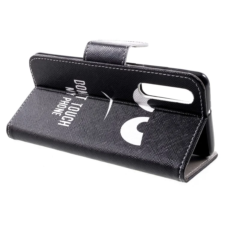 Cover in pelle con stampa a texture incrociata per Huawei P30 - Non toccare il mio telefono