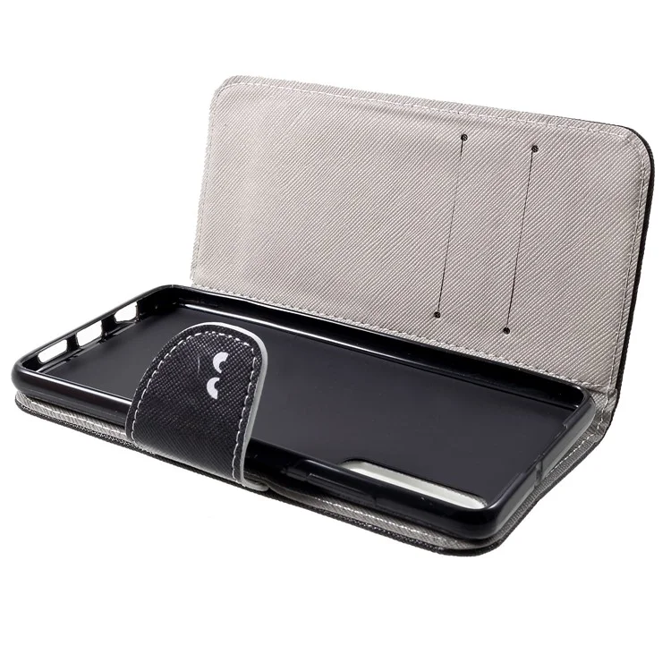 Cover in pelle con stampa a texture incrociata per Huawei P30 - Non toccare il mio telefono
