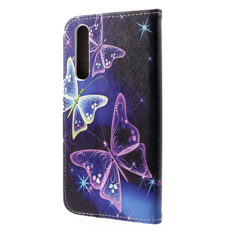 Cross Texture Pattern Printing Leather Wallet Shell for Huawei P30 - Pretty Butterflies