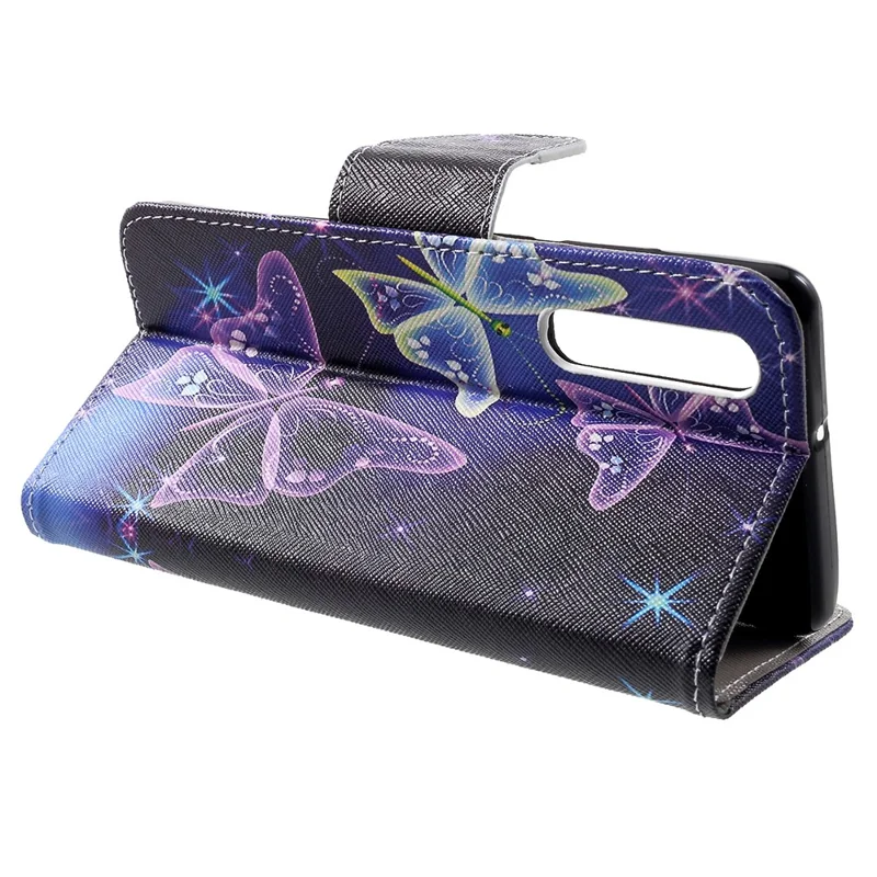 Cross Texture Pattern Printing Leather Wallet Shell for Huawei P30 - Pretty Butterflies