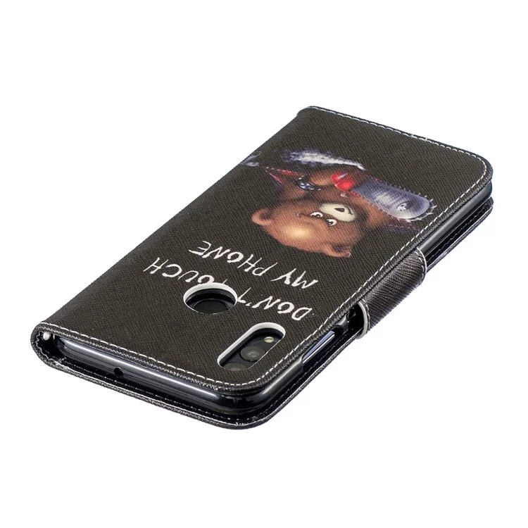 Pattern Printing PU Leather Flip Cover for Huawei P Smart (2019) / Honor 10 Lite - Bear And Its Warnings