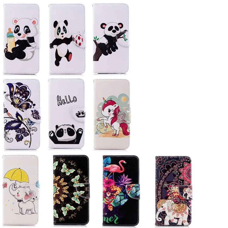 Pattern Printing PU Leather Folio Flip Case for Huawei P Smart (2019) / Honor 10 Lite - Elephant Holding an Umbrella