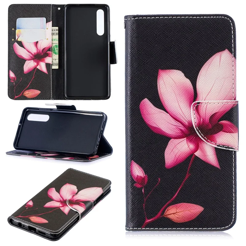Pattern Printing PU Leather Protection Shell for Huawei P30 - Flower Pattern