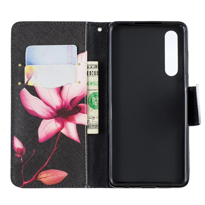 Pattern Printing PU Leather Protection Shell for Huawei P30 - Flower Pattern