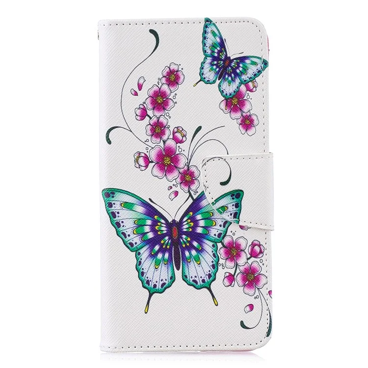 Pattern Printing PU Leather Phone Cover with Wallet for Huawei P30 - Butterflies and Flowers