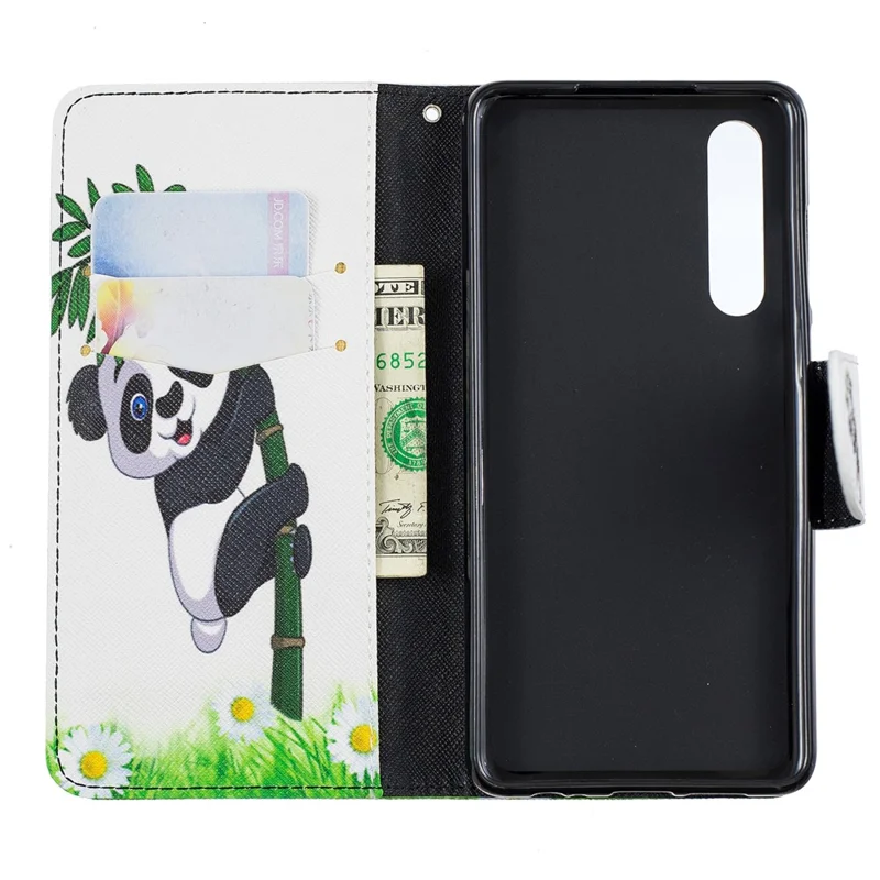 Pattern Printing PU Leather Phone Shell with Card Slots for Huawei P30 - Lovely Panda