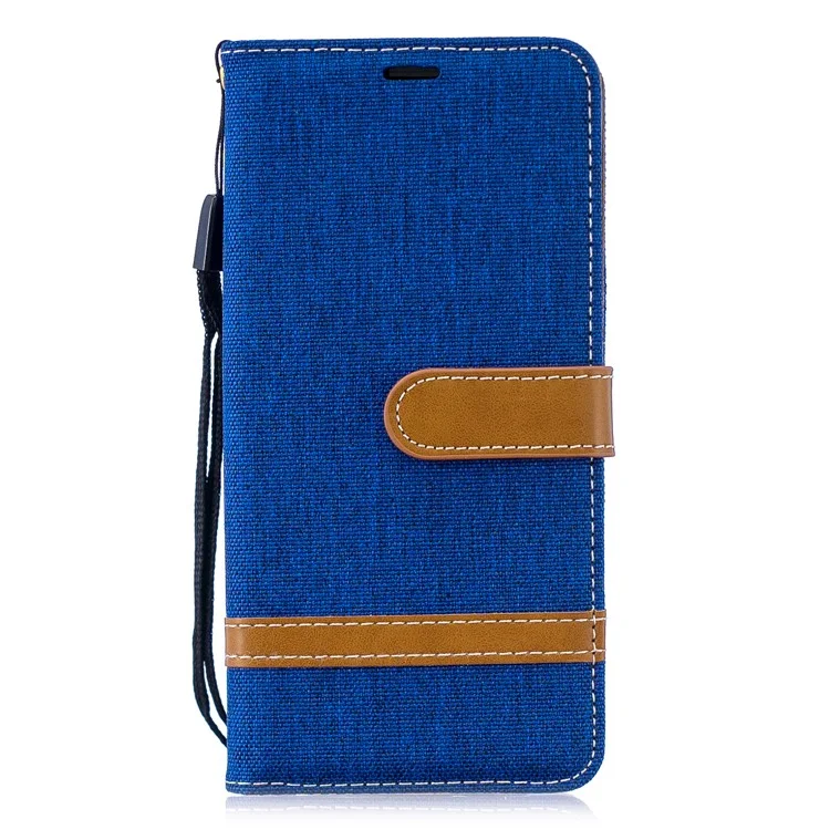 Two-tone Jean Cloth PU Leather Flip Case for Huawei P30 - Baby Blue