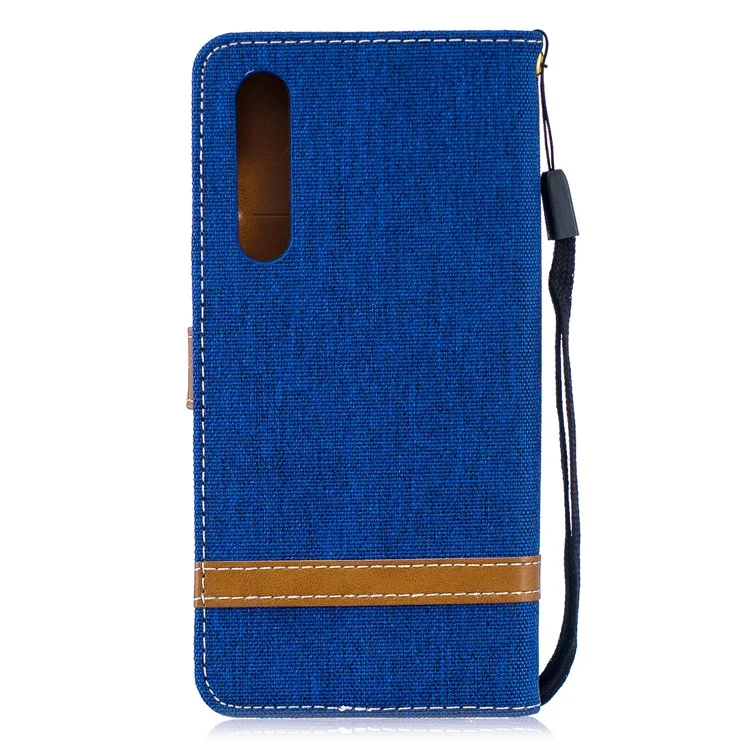 Dos de Dos Tonos Jean PU PU Flip Fast Fack Para Huawei P30 - Bebe Azul