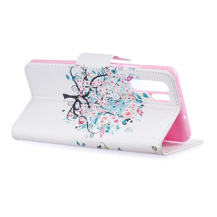 Pattern Printing Wallet Leather Stand Case for Huawei P30 Pro - Flowered Tree