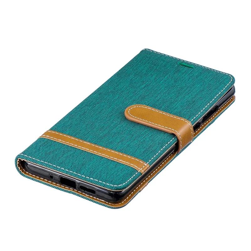 Two-tone Jean Cloth PU Leather Flip Cell Phone Case for Huawei P30 Pro - Green