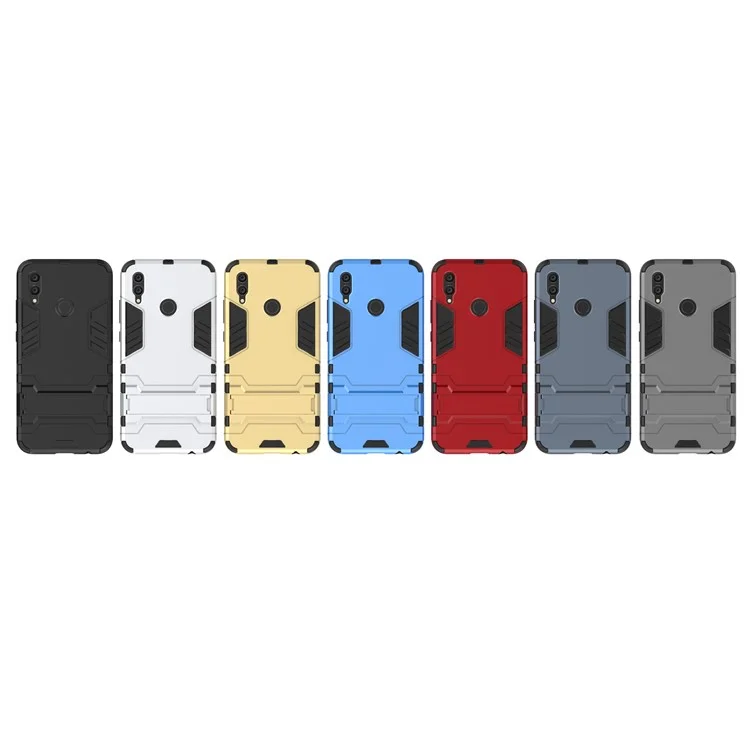 Funda híbrida de plástico rígido + TPU con soporte para Huawei Honor 10 Lite - Negro