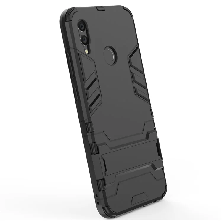 Funda híbrida de plástico rígido + TPU con soporte para Huawei Honor 10 Lite - Negro