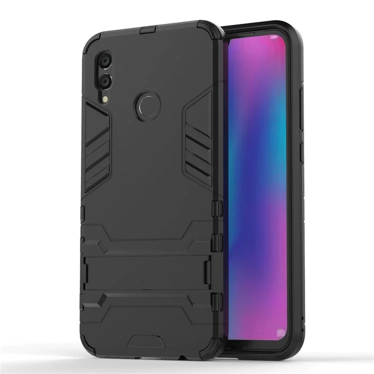 Funda híbrida de plástico rígido + TPU con soporte para Huawei Honor 10 Lite - Negro