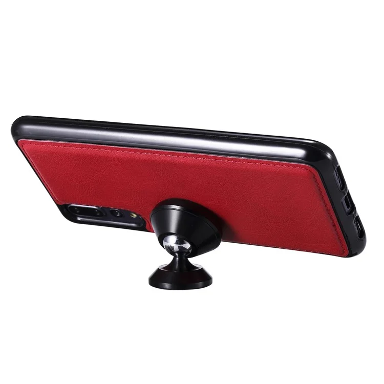 For Huawei P20 Pro Case 2 in 1 Detachable Magnetic Leather Wallet Mobile Cover with Strap - Red