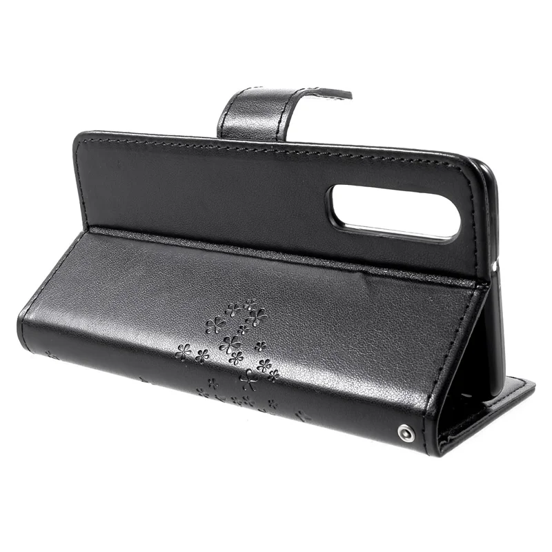 Imprint Tree Owl Pattern PU Leather Magnetic Shell for Huawei P30 - Black